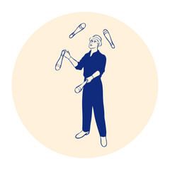 Person juggling flat design illustration