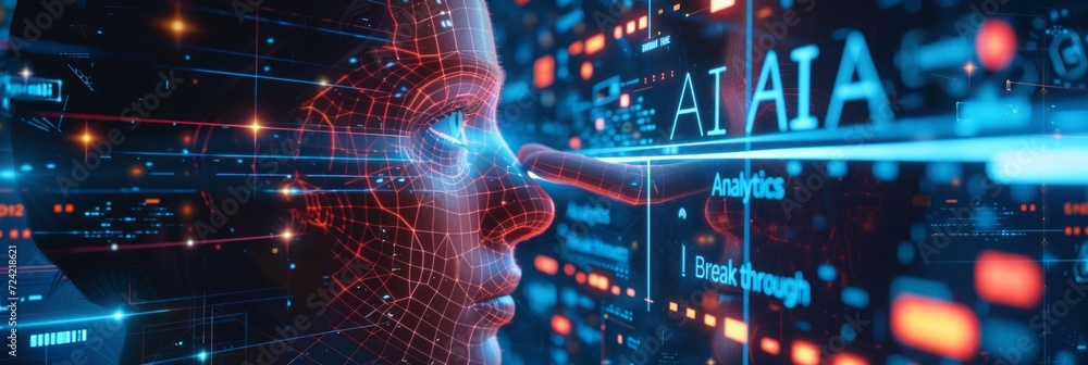 Poster a business tycoon delves into intricate data visualizations, emphasizing the transformative