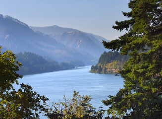 Curving Columbia River in Oregon