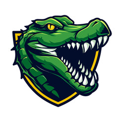 Obraz premium Esport vector logo crocodile, icon, sticker, head, symbol, alligator, reptile