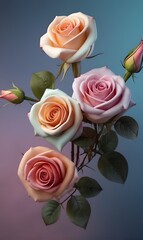 Flowers, roses in different colors, photo wallpaper
