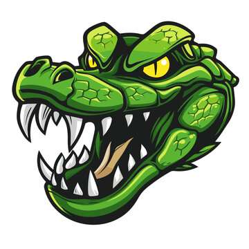 Esport vector logo crocodile, icon, sticker, head, symbol, alligator, reptile