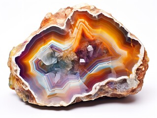 Polished Geode Crystal Natural Beauty Isolated on White Background AI Generated