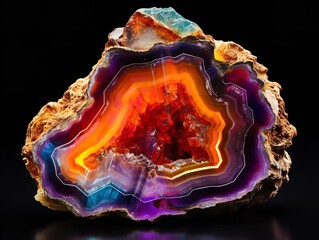 Fototapeta premium Polished Geode Crystal Natural Beauty Isolated on White Background AI Generated