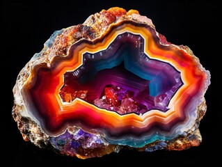 Obraz premium Polished Geode Crystal Natural Beauty Isolated on White Background AI Generated