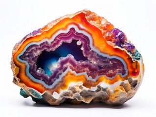 Polished Geode Crystal Natural Beauty Isolated on White Background AI Generated