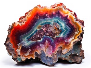 Fototapeta premium Polished Geode Crystal Natural Beauty Isolated on White Background AI Generated