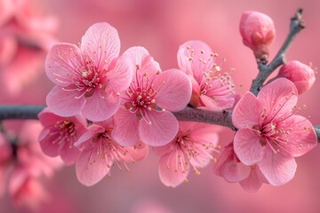 Amazing macro photography of cherry blossom branches, the embodiment of the beauty and tenderness of spring blossoms
