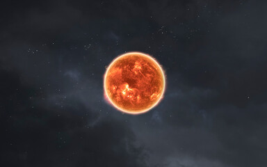 3D illustration of Sun - Solar system set. High quality digital space art in 5K - realistic visualization