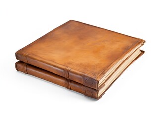 Vintage Leather-Bound Book Isolated on White Background AI Generated