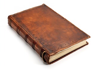 Obraz premium Vintage Leather-Bound Book Isolated on White Background AI Generated