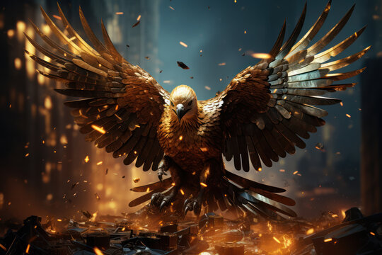 The digital phoenix of banking rises from the ashes of traditional finance, embodying the transformative power of creative technological solutions. Generative Ai.