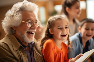 Fototapeta premium Amidst the rustling pages of sheet music, a group of seniors practices a harmonious melody, illustrating the joy and camaraderie found in a late-in-life exploration. Generative Ai.
