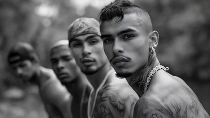 Foto op Aluminium Imagen de pandilleros latinos con tatuajes  © VicPhoto