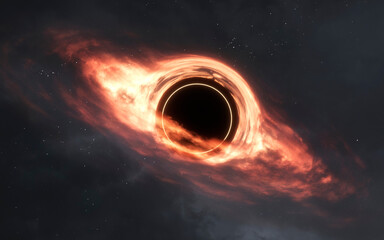 3D illustration of giant Black hole in deep space. High quality digital space art in 5K - realistic visualization © Vadimsadovski