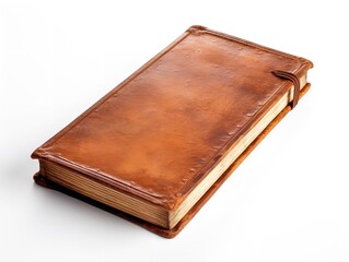 Obraz premium Vintage Leather-Bound Book Isolated on White Background AI Generated