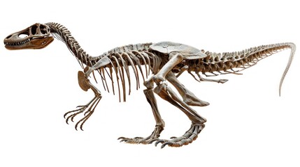 Fototapeta premium well preserved skeleton of a dinosaur in good condition on white background in high resolution HD