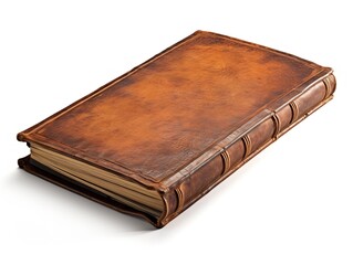 Obraz premium Vintage Leather-Bound Book Isolated on White Background AI Generated