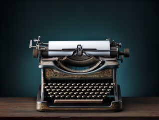 Vintage Typewriter Blank Paper Retro Writing Isolated on White Background AI Generated