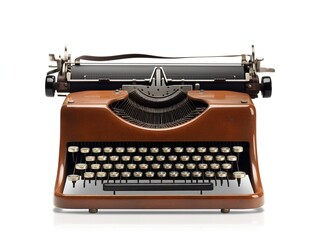 Vintage Typewriter Blank Paper Retro Writing Isolated on White Background AI Generated
