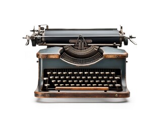 Vintage Typewriter Blank Paper Retro Writing Isolated on White Background AI Generated