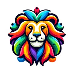 Logo illustration of a lion isolated on a white background	