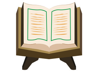 Quran on a  book holder called rehal . Editable Clip Art.
