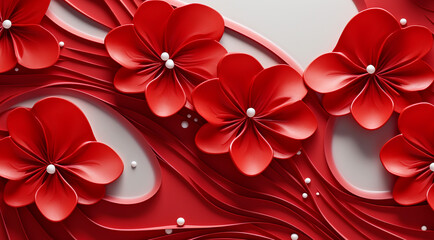 Three-dimensional illustration of a background with flowers for holiday cards,Generated by AI