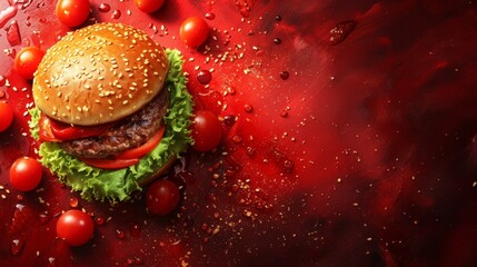 Beautiful background for beef burger advertising