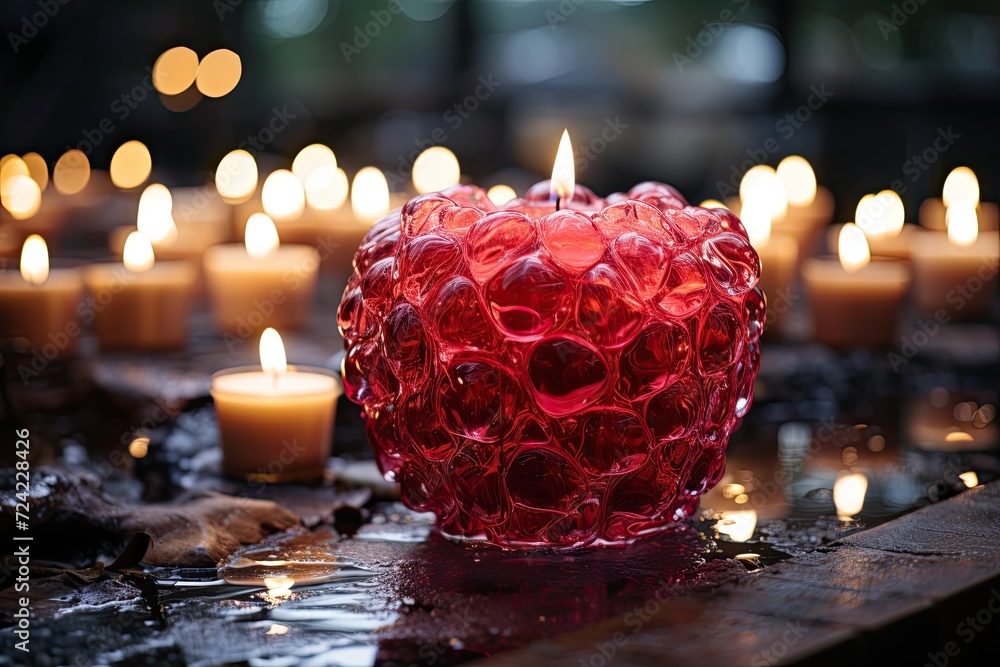 Poster illuminated serenity: a mesmerizing collection of elegant candles gracing a table