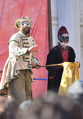 Street theater on the first day of the Venice Carnival