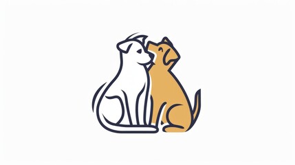 Dog and cat line vector logo. Veterinary logo, cat and dog logo design, pet care, pet shop, vet clinic, pet clinic.