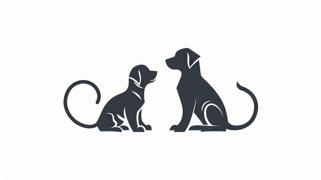 Dog and cat line vector logo. Veterinary logo, cat and dog logo design, pet care, pet shop, vet clinic, pet clinic.