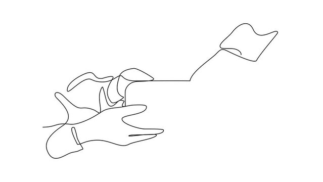 Animated self drawing of a charity activities in the month of Ramadan by giving gifts video illustration. Ramadhan Mubarak activity illustration in simple linear style video design concept.