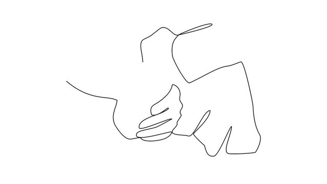 Animated self drawing of a charity activities in the month of Ramadan by giving gifts video illustration. Ramadhan Mubarak activity illustration in simple linear style video design concept.