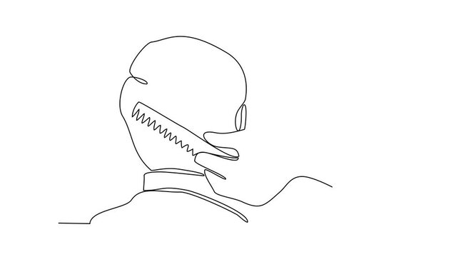 Animated self drawing of a barber is shaving his customer in the barbershop video illustration. Barbershop activity illustration in simple linear style video design concept. suitable for your asset.