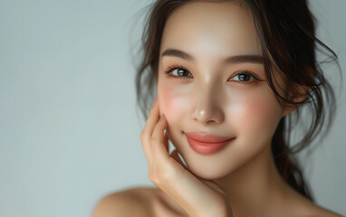 portrait of a beautiful woman with glowing face