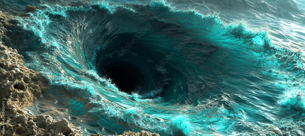 Poster unveiling the enigmatic dance of space-time – the cosmic ripple of a wormhole distorting the fabric 