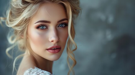 Fototapeta premium Beautiful Blond Woman. Hairstyle and Make-up.
