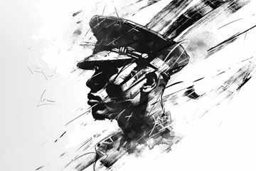 Soldier, Memorial Day or Veterans Day, rough charcoal sketch.