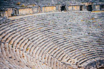 Ruins of ancient Greek-Roman theatre of Myra in Demre, Turkey.