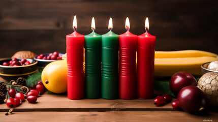 Christmas candles with christmas tree in the background