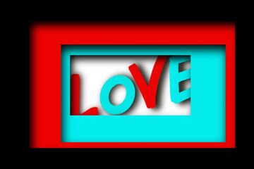 Word love framed with paper cut effect, template, valentine's day background, banner, romantic wallpaper