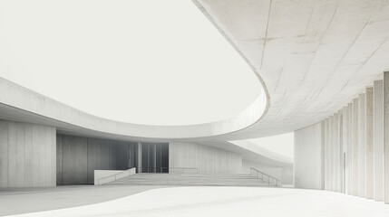 Modern futuristic architecture with simple minimalistic shapes
