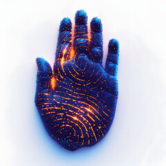 Digital fingerprint recognition isolated on white background, hyperrealism, png
