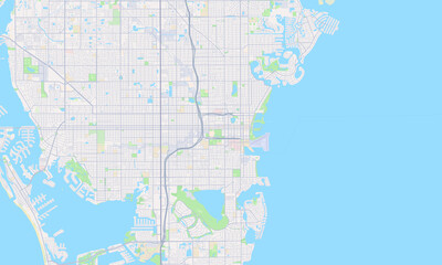 Fototapeta na wymiar St. Petersburg Florida Map, Detailed Map of St. Petersburg Florida