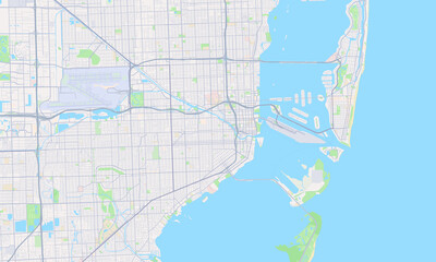 Fototapeta na wymiar Miami Florida Map, Detailed Map of Miami Florida