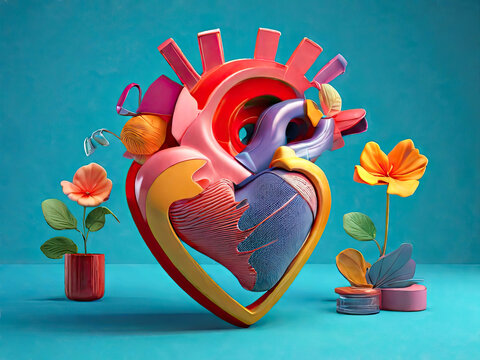 Surreal illustration of the heart. Love and Valentine's day symbol.