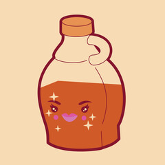 cartoon gorgeous and feminine bottle of maple syrup