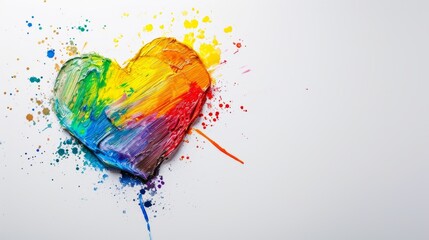 rainbow paint valentines heart on white background